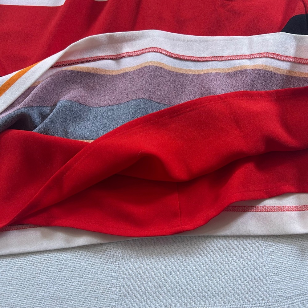 NWOT Lands End Women's 10 Red Striped Sleeveless V-Neck Belted Shift Dress Retro - Picture 6 of 10
